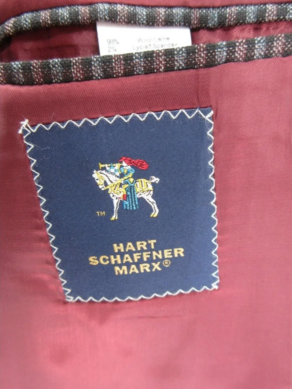 Hart Schaffner Marx Sport Coat 52 Blazer Wool Gingham Check Jacket NEW